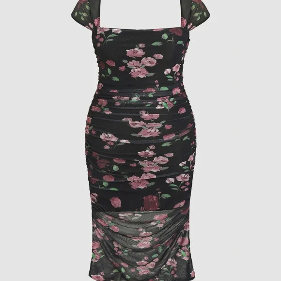 Cider Black Dress with Pink Floral Design - Picture 1 of 5